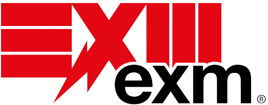 A red and black logo for the exil expo.